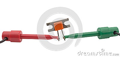 Power transistor and measuring probe Stock Photo