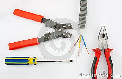 Electrician's tools Stock Photo