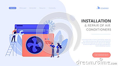 Air conditioning and refrigeration services concept landing page Vector Illustration