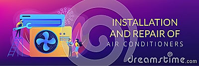Air conditioning and refrigeration services concept banner header Vector Illustration
