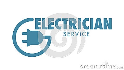 Electrician service isolated icon logotype of company for fixing problems Vector Illustration