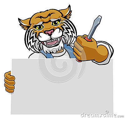 Electrician Wildcat Screwdriver Tool Handyman Vector Illustration