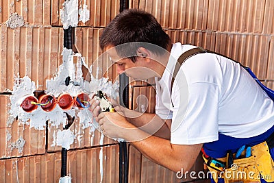 Electrician working Stock Photo