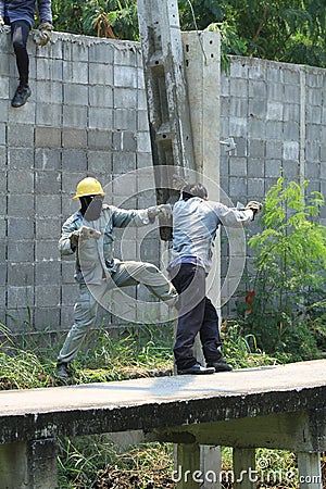 Electrician working Editorial Stock Photo