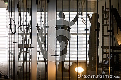 Electrician Working On Wiring Stock Photo