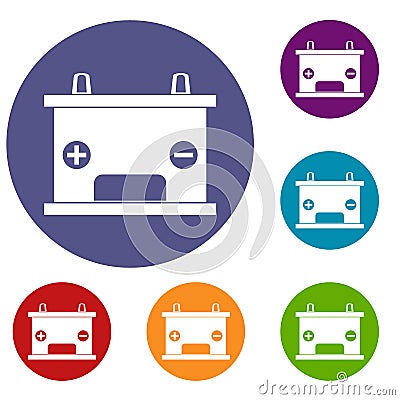 Electricity accumulator battery icons set Vector Illustration