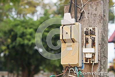 Electricity breaker box Stock Photo
