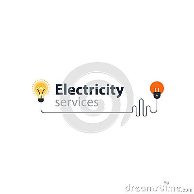 Electricity connection, electrical services and supply, energy saving Vector Illustration