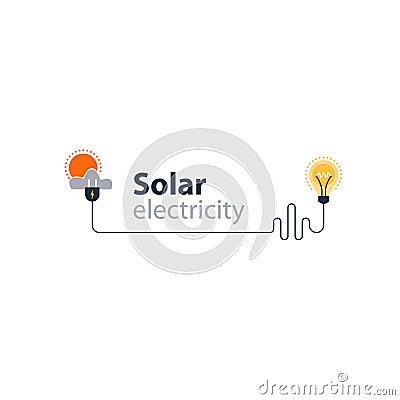 Electricity connection, solar electrical supply, energy saving Vector Illustration