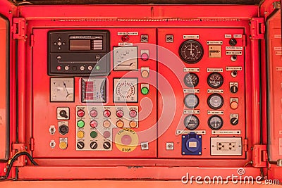 electricity Control panel of fuel power generator Stock Photo