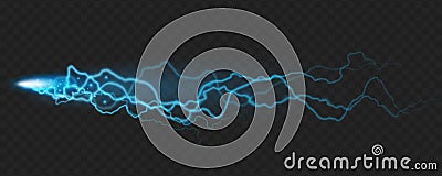 Electricity discharge isolated on transparent design object, effect of thunderbolt or lightning. EPS 10 Vector Illustration