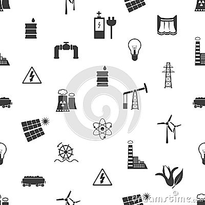 Electricity and energy icons and symbol seamless pattern eps10 Vector Illustration