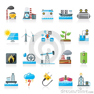 Electricity and Energy source icons Vector Illustration