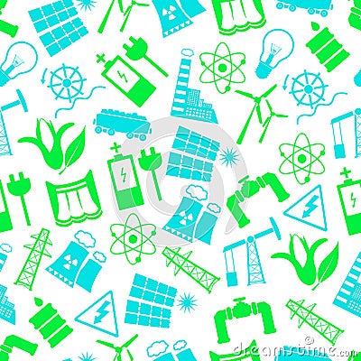 Electricity and energy symbols color seamless pattern eps10 Vector Illustration