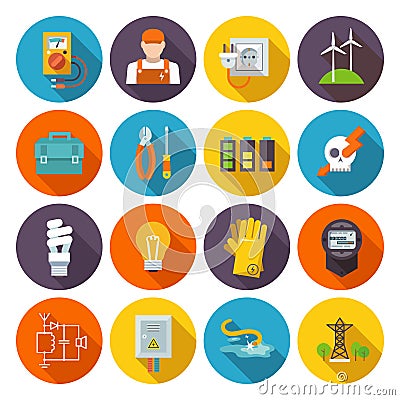 Electricity Icon Flat Vector Illustration