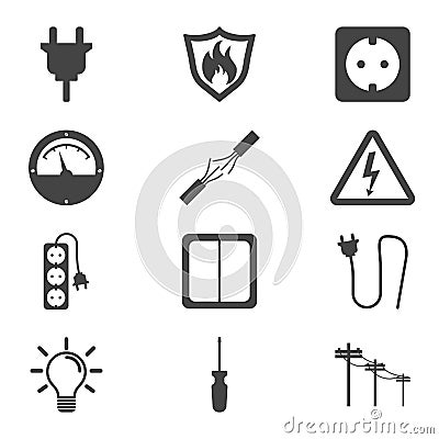 Electricity icon. Vector illustration in flat style on white background Vector Illustration