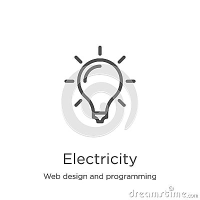 electricity icon vector from web design and programming collection. Thin line electricity outline icon vector illustration. Vector Illustration