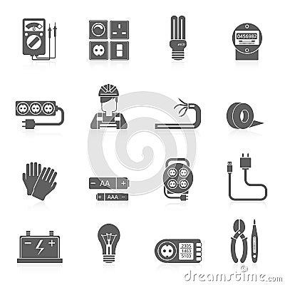 Electricity Icons Set Vector Illustration