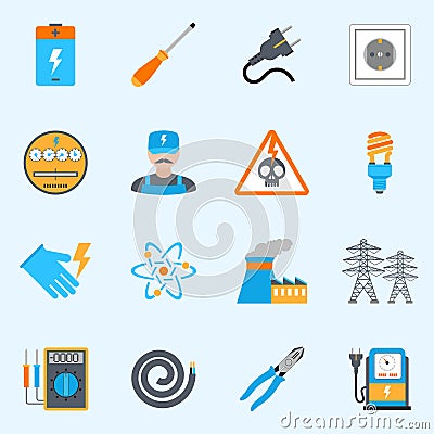 Electricity Icons Set Vector Illustration