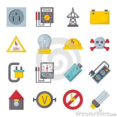 Electricity icons vector set. Vector Illustration