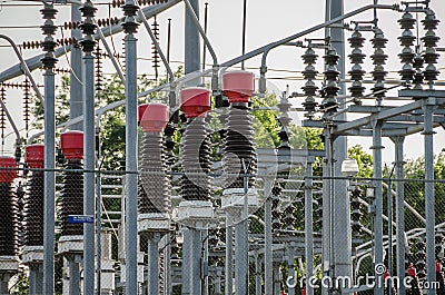 Electricity, industry, technology, power, power-line Stock Photo