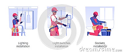 Electricity installation isolated concept vector illustrations. Vector Illustration