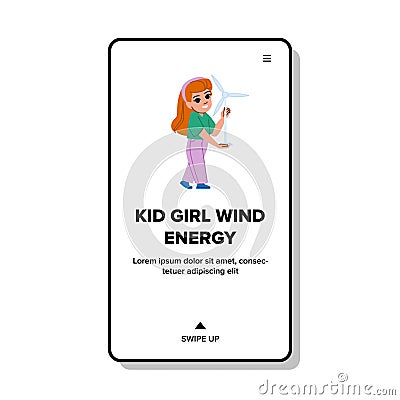 electricity kid girl wind energy vector Vector Illustration