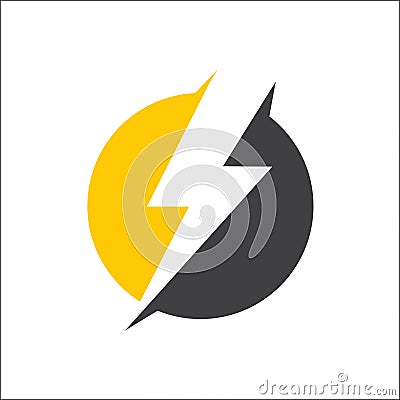 Electricity, lightning icon logo vector with circle Vector Illustration