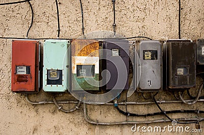 Electricity meters Stock Photo