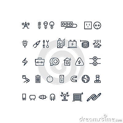 Electricity outline vector icons Vector Illustration