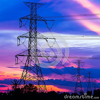 Electricity Pillars Stock Photo