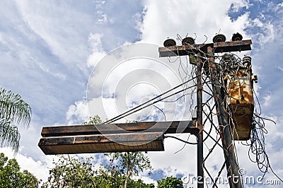 Electricity Pole Stock Photo