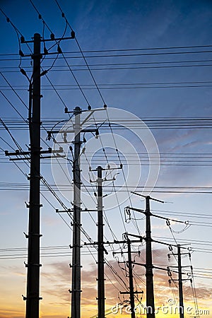 Electricity poles Stock Photo