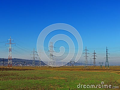 Electricity poles Stock Photo