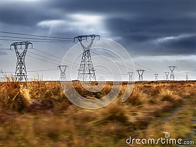 Electricity Power Lines Stock Photo