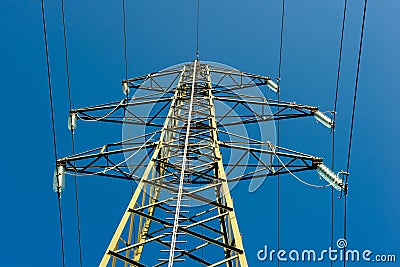 Electricity Pylon and Power Lines Stock Photo