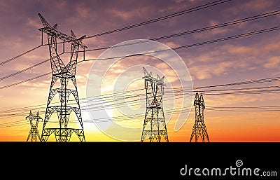 Electricity pylons Stock Photo