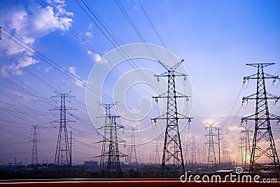 Electricity pylons Stock Photo