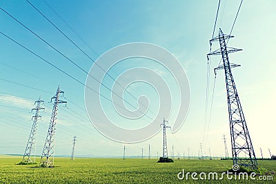 Electricity pylons Stock Photo