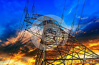 Electricity pylons Stock Photo