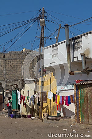 Electricity in Saint Louis, Senegal, Africa Editorial Stock Photo