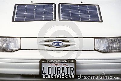 Electricity and solar powered car, CA Editorial Stock Photo