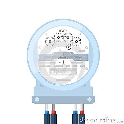 Electricity supply meter, electric meter icon, analog counter Vector Illustration