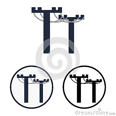 Electricity transmission simple vector icon or logo Vector Illustration