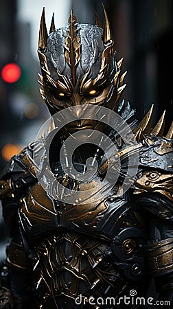Electrifying cyberbionic gargoyles over NYC. Created with Generative AI Stock Photo