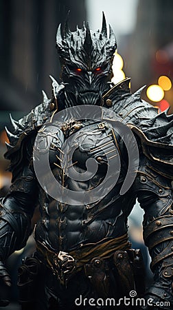 Electrifying cyberbionic gargoyles over NYC. Created with Generative AI Stock Photo