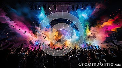 Electrifying Music Festival with firework display Stock Photo