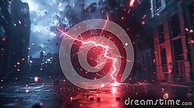 Electrifying Power: A Dynamic AI-Generated Image with Lightning Effects Conveying Energy and Movement Stock Photo
