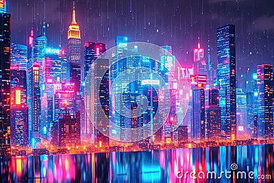 Electrifying Urban Skyline Stock Photo