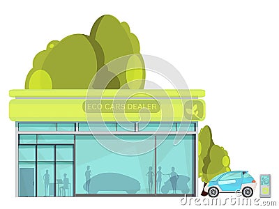 Electro Car Flat Illustration Vector Illustration
